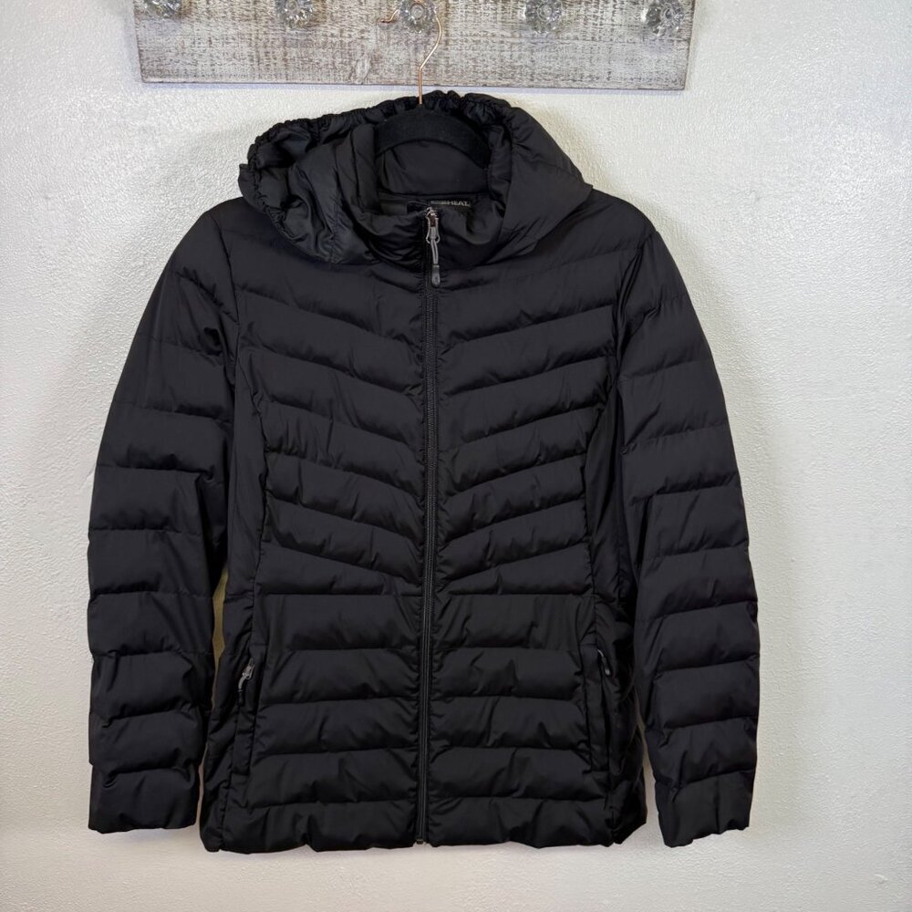 32 Degrees Heat Womens Black Puffer Jacket Large Hooded Casual Sporty Streetwear - Picture 10 of 12